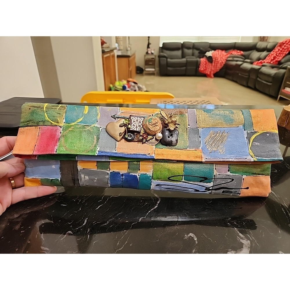 Susan Tancer Studios NEW Unique Handpainted Signed Clutch Hand Bag Abstract